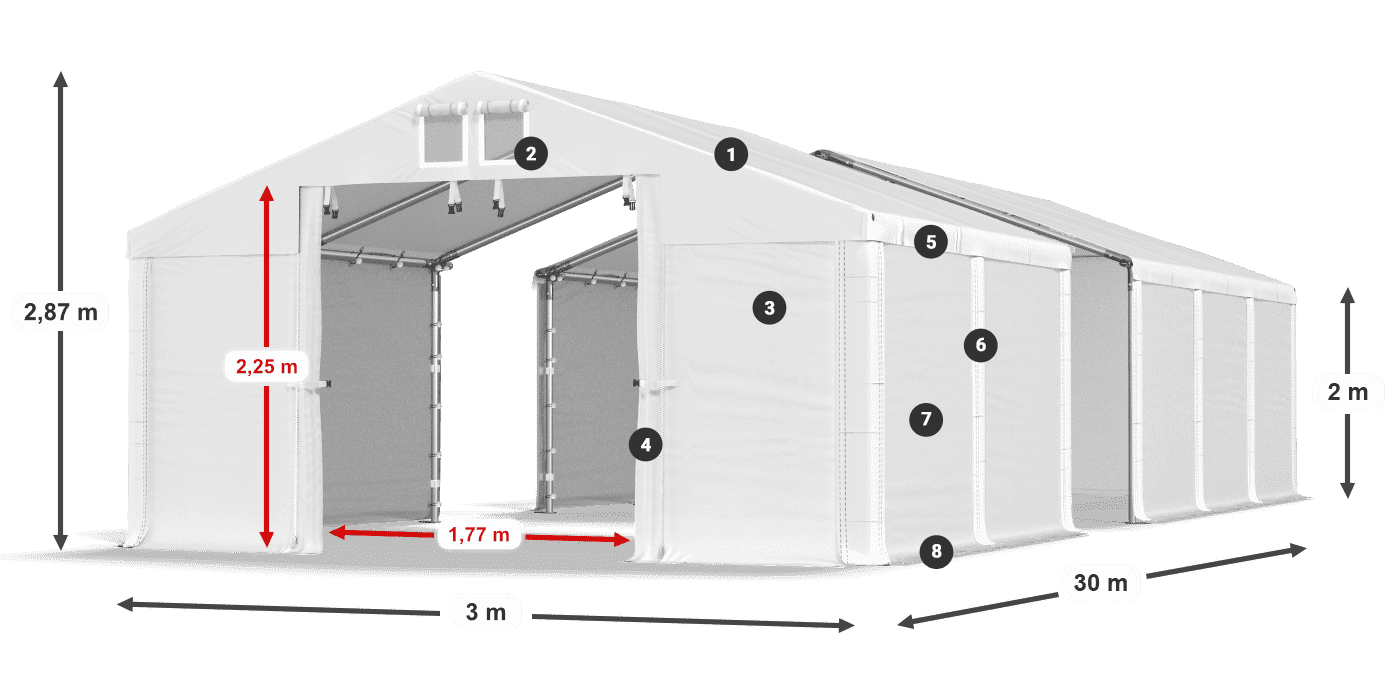 Acoperiș: SD 560 PVC Pereţi: MS 580 PVC legenda 2m