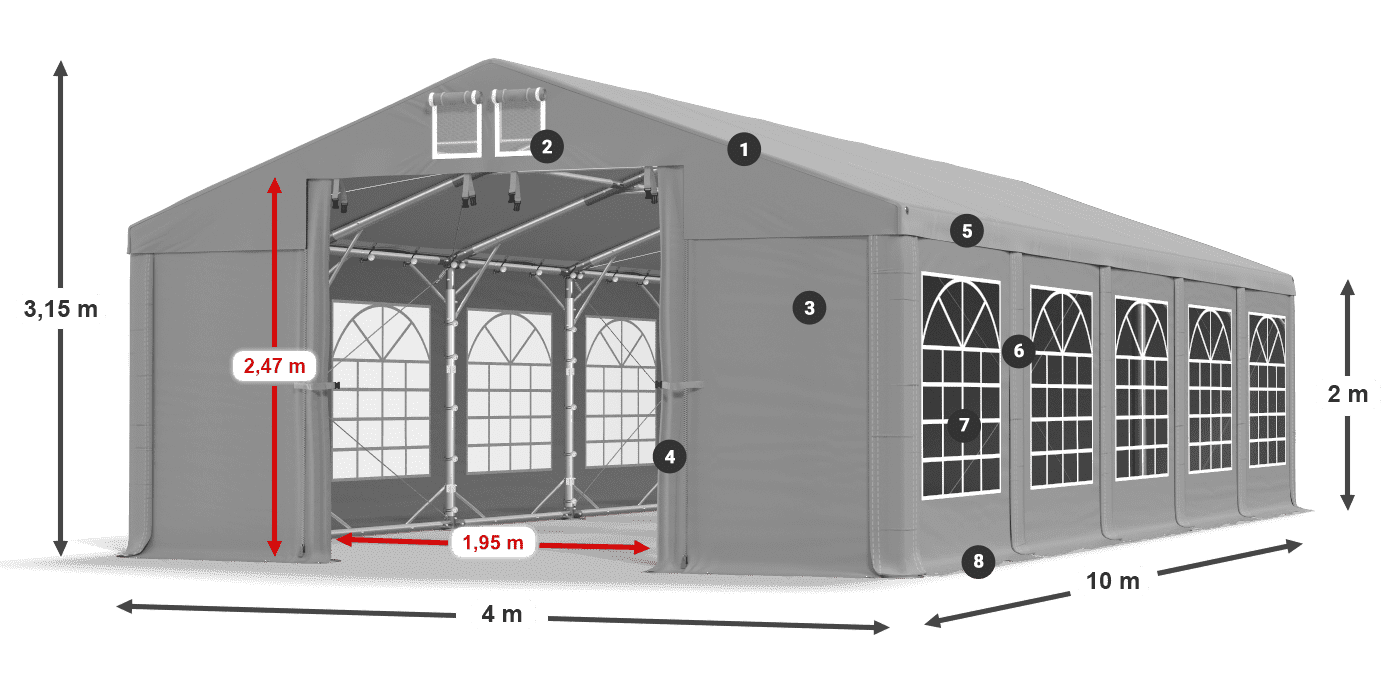 Acoperiș: FR 620 PVC Pereţi: SD 500 PVC 2m legenda