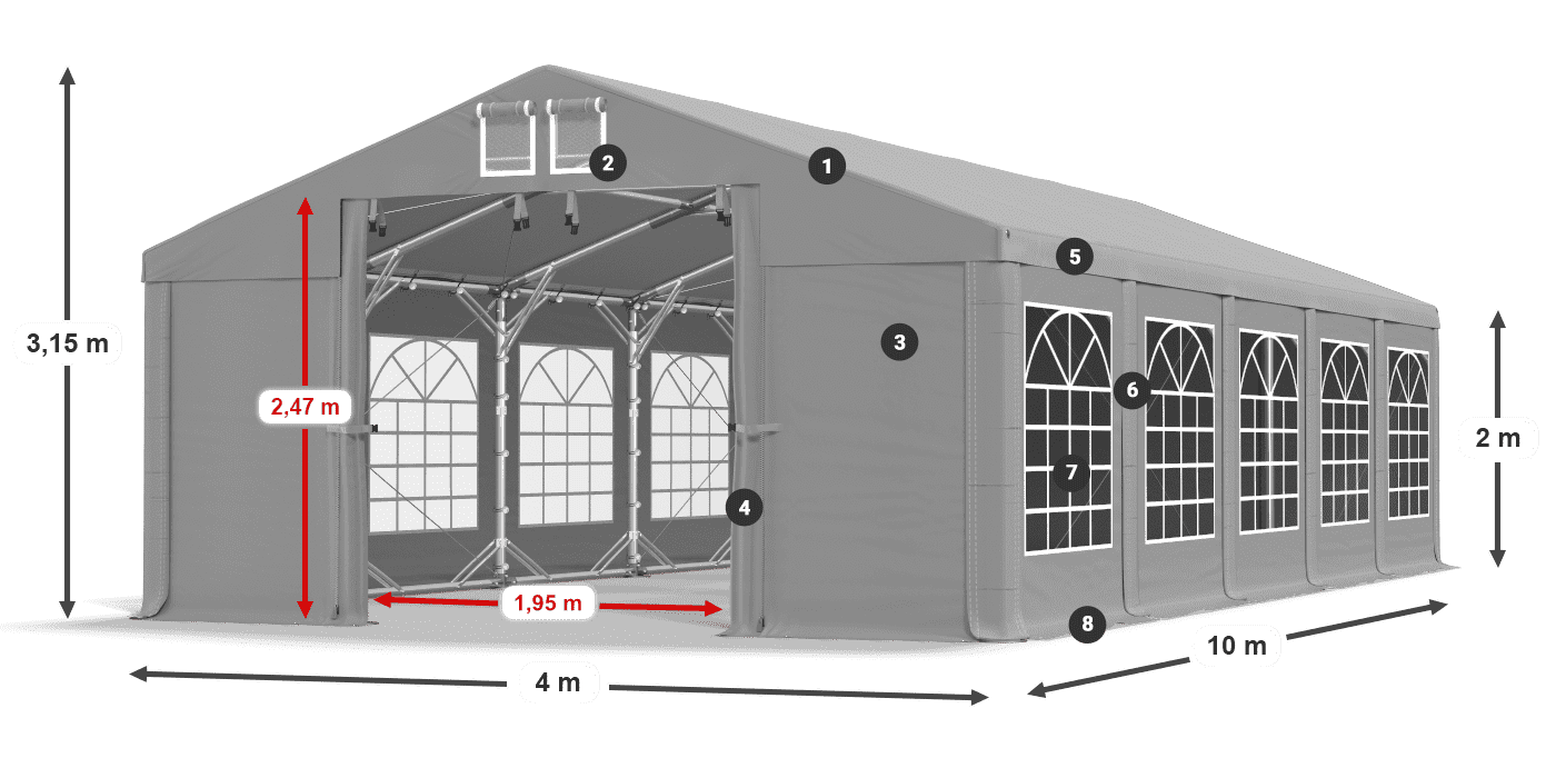 Acoperiș: FR 620 PVC Pereţi: SD 500 PVC 2m legenda