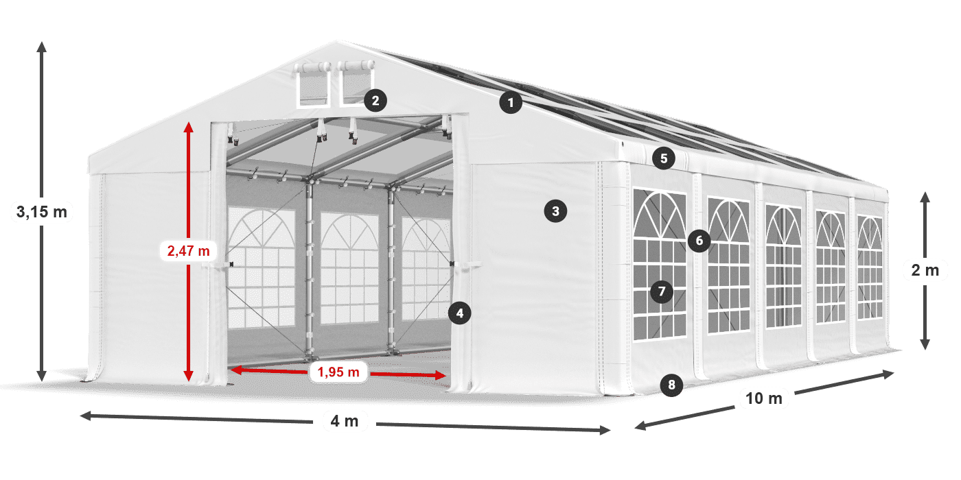Acoperiș: MS T 580 PVC Pereţi: FR 620 PVC 2m legenda