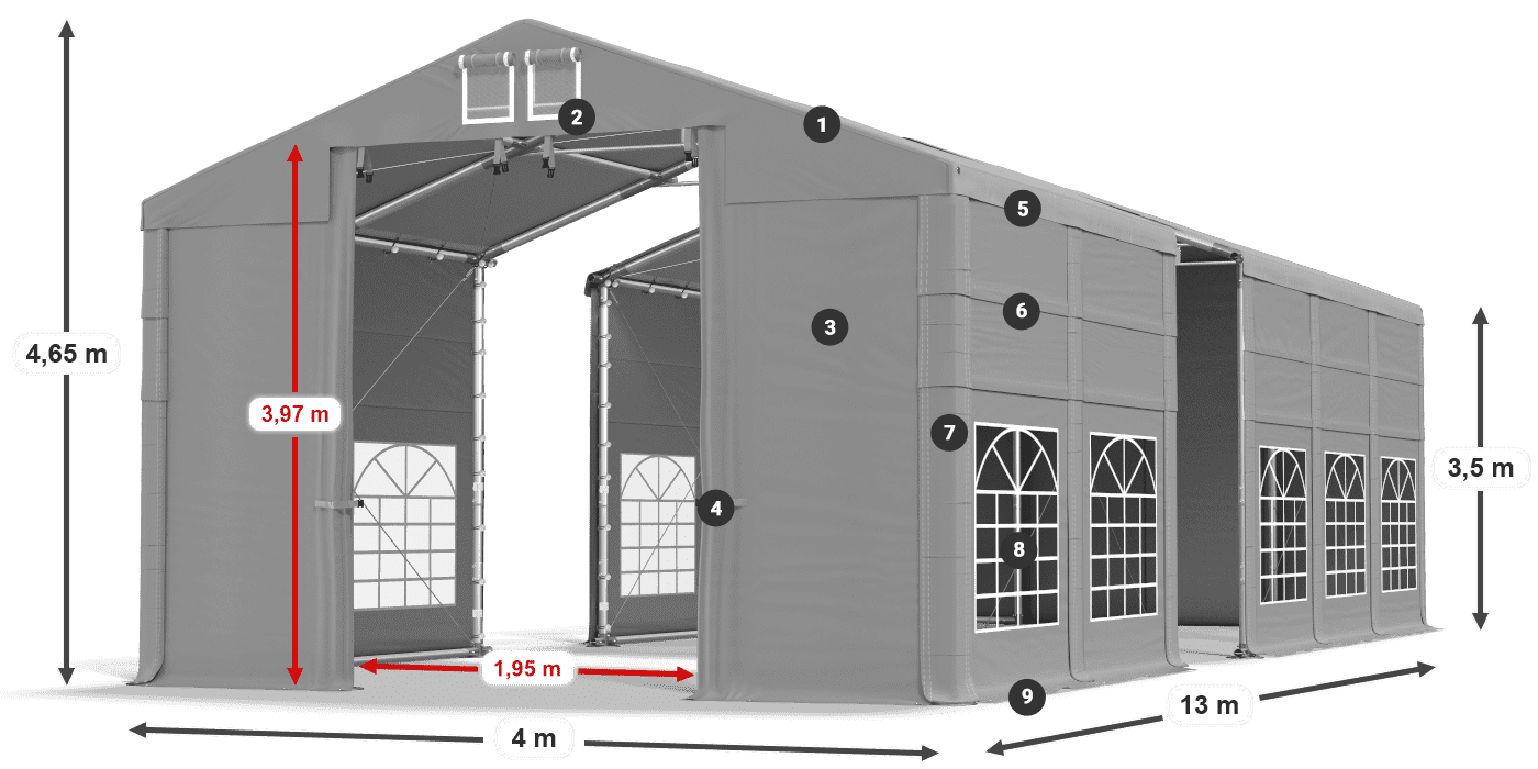 Acoperiș: FR 620 PVC Pereţi: SD 500 PVC 3.5 m legenda