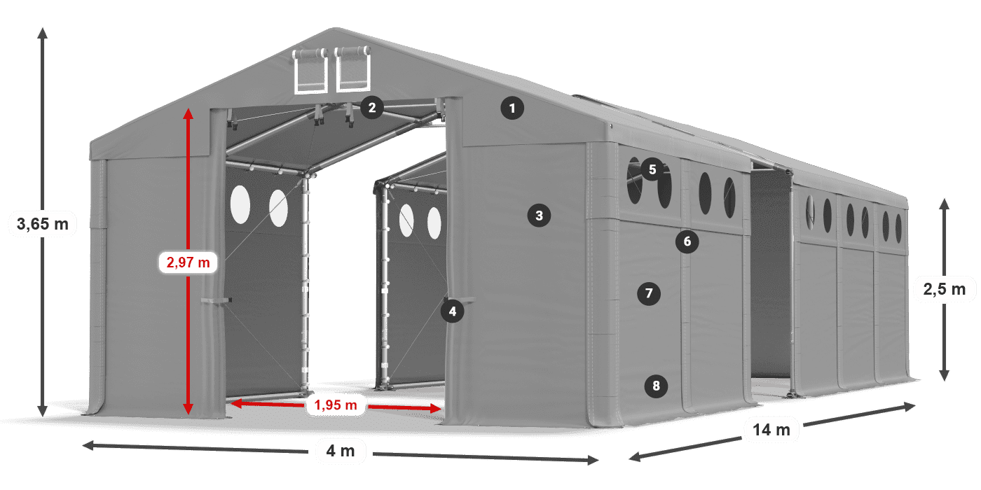 Acoperiș: SD 560 PVC Pereţi: FR O 620 PVC legenda 2.5m