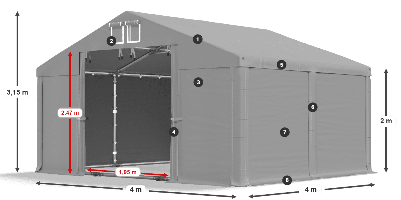 Acoperiș: FR 620 PVC Pereţi: SD 580 PVC 2m legenda