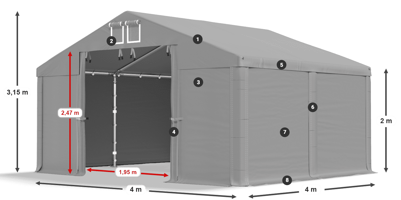 Acoperiș: SD 560 PVC Pereţi: FR 620 PVC legenda 2m