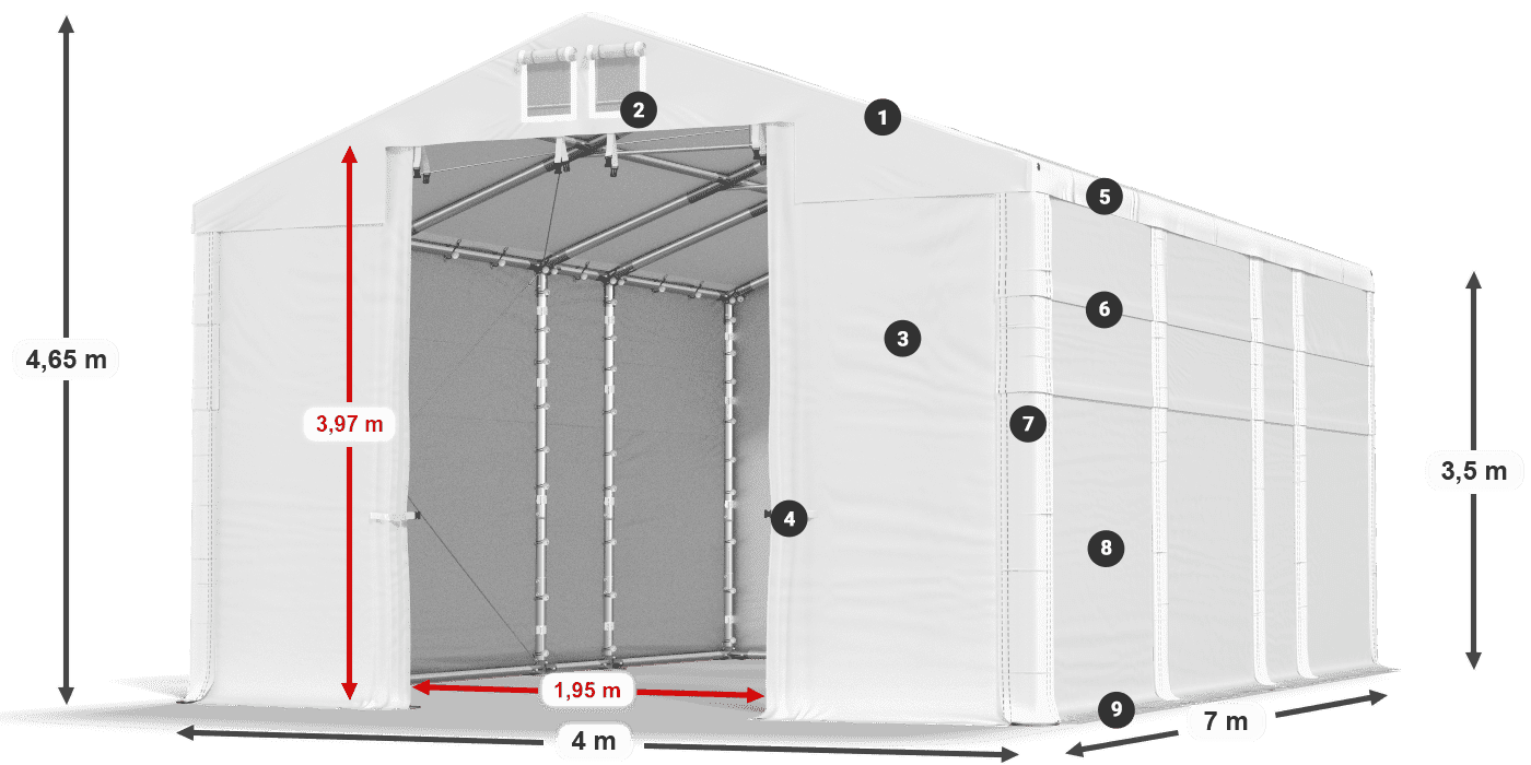 Acoperiș: FR 620 PVC Pereți: SD 500 PVC