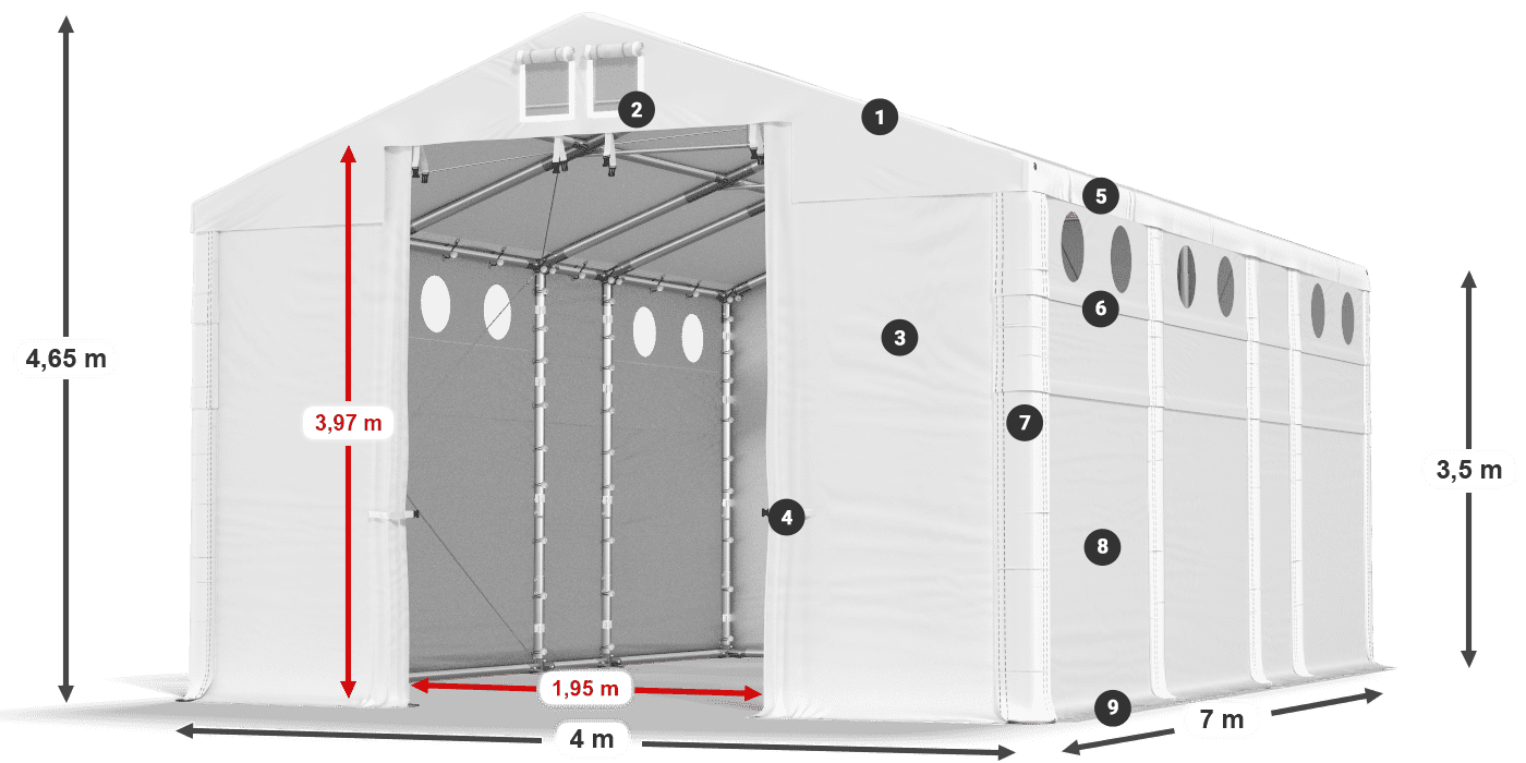 Acoperiș: FR 620 PVC Pereți: SD 500 PVC