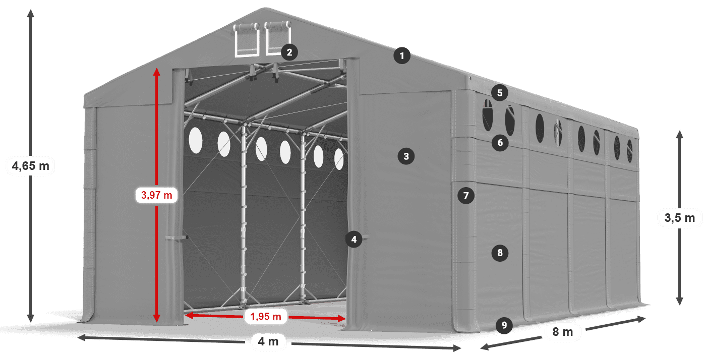 Acoperiș: FR 620 PVC Pereți: MS 580 PVC
