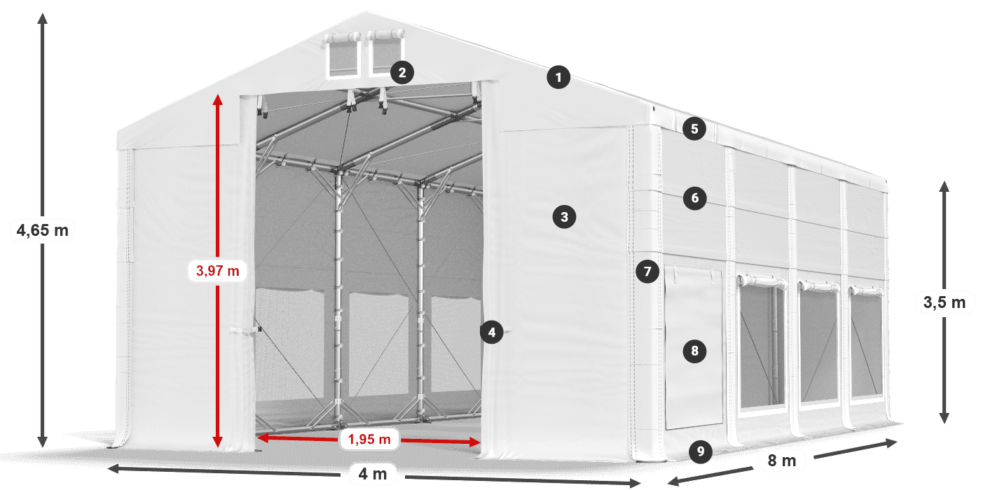 Acoperiș: FR 620 PVC Pereţi: SD 500 PVC 3.5 m legenda