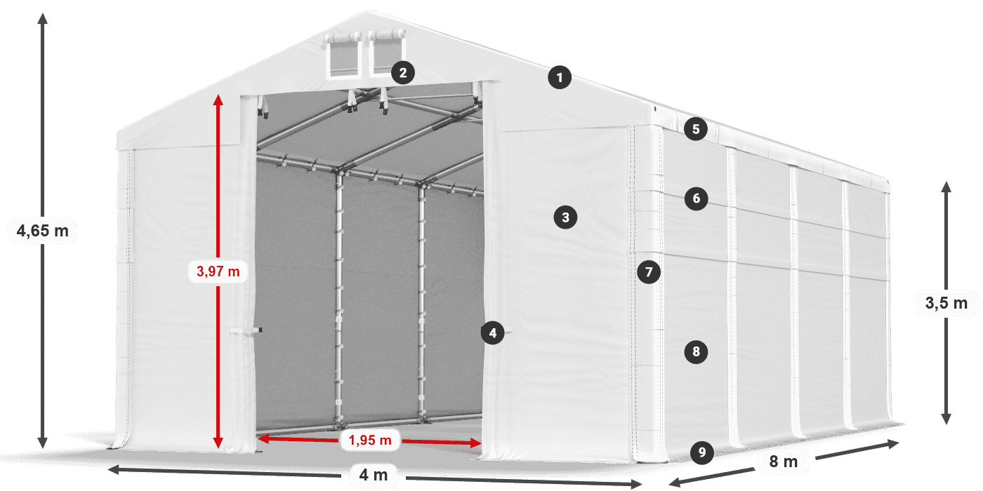 Acoperiș: FR 620 PVC Pereţi: SD 500 PVC 3.5 m legenda