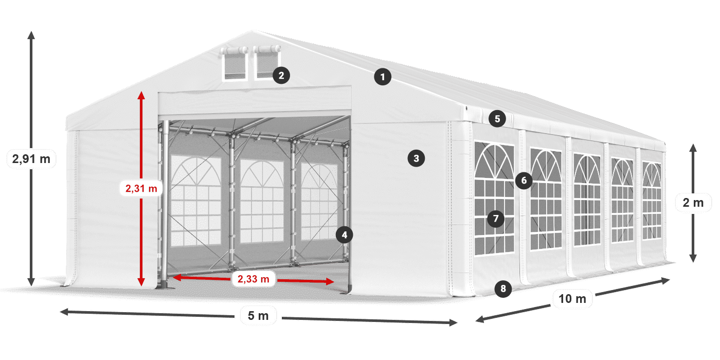 Acoperiș: FR 620 PVC Pereţi: SD 500 PVC 2m legenda