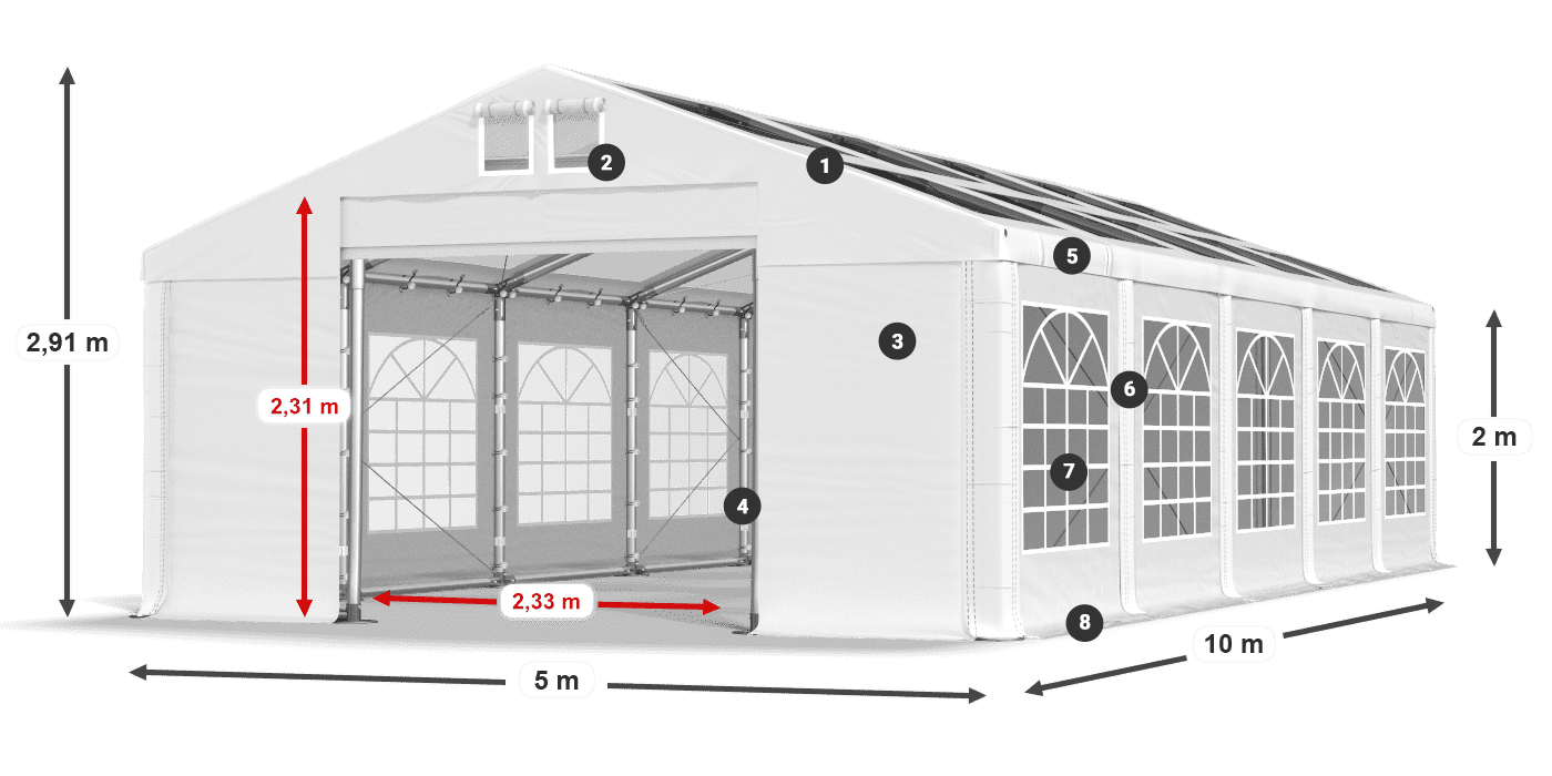 Acoperiș: MS T 580 PVC Pereţi: FR 620 PVC 2m legenda