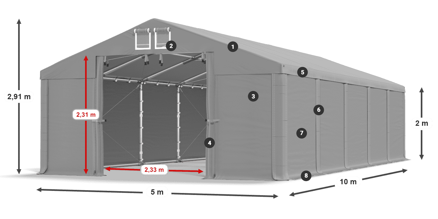 Acoperiș: SD 560 PVC Pereţi: MS 580 PVC legenda 2m