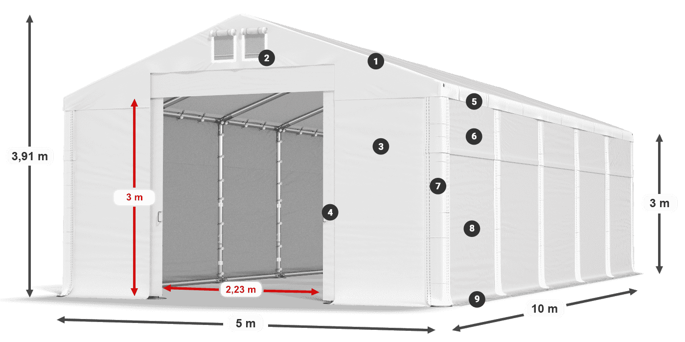 Acoperiș: MS 580 PVC Pereți: FR 620 PVC