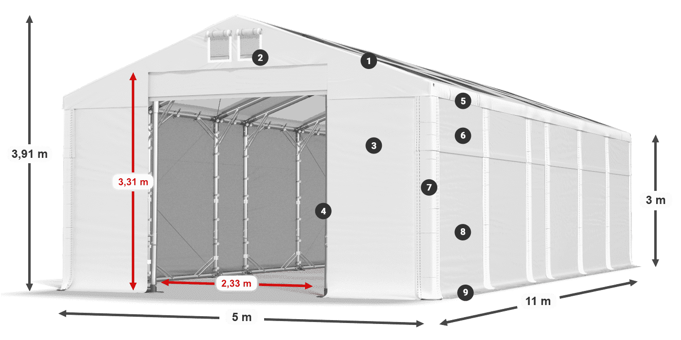 Acoperiș: MS T 580 PVC Pereţi: SD 500 PVC Legenda 3m