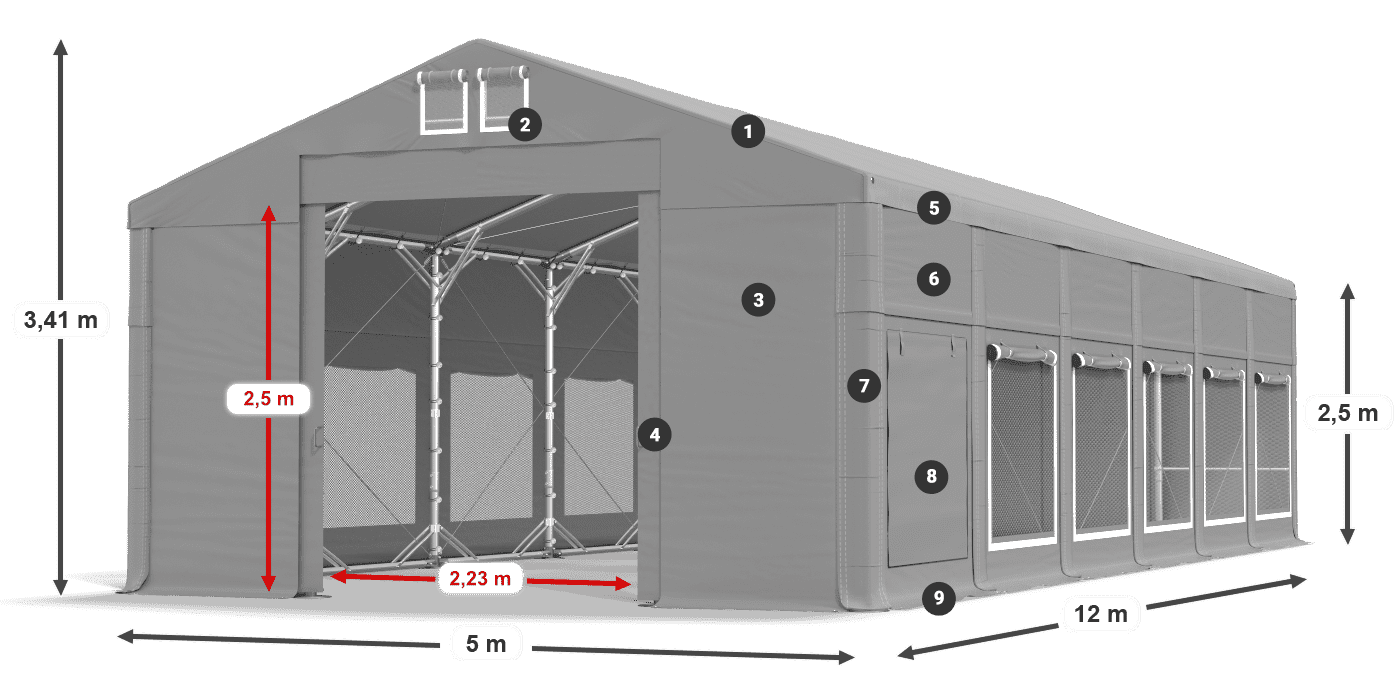 Acoperiș: MS 580 PVC Pereţi: SD M 500 PVC legenda 2.5m
