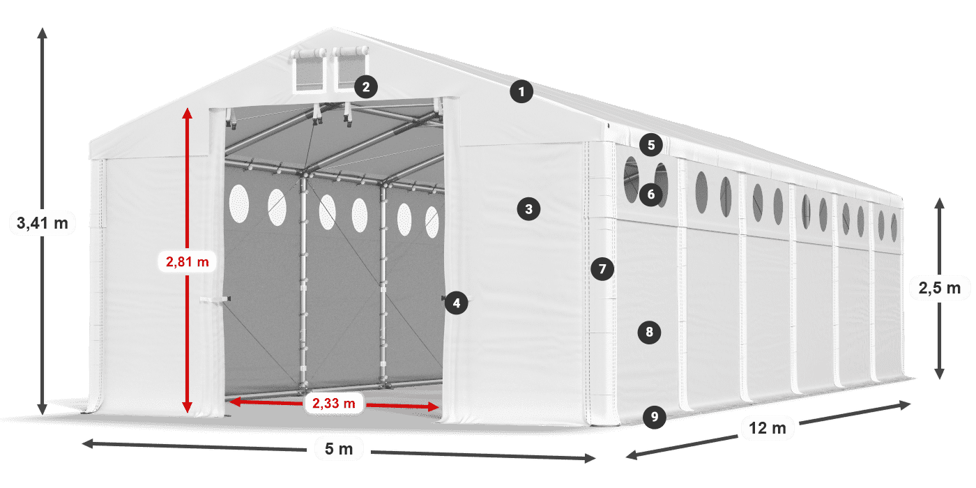 Acoperiș: SD 560 PVC Pereți: FR 620 PVC