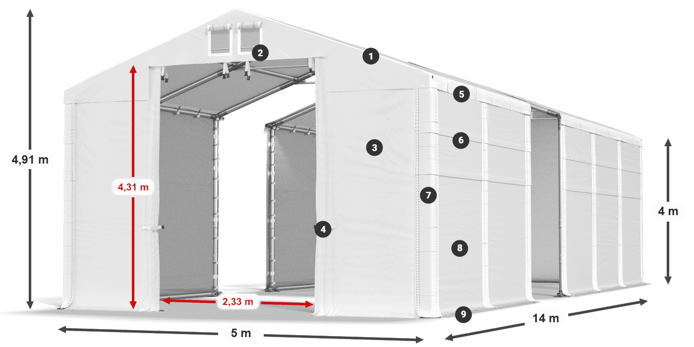 Acoperiș: SD 560 PVC Pereți: MS 580 PVC