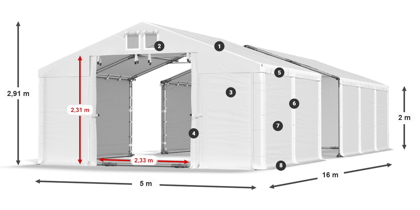 Acoperiș: MS 580 PVC Pereți: FR 620 PVC