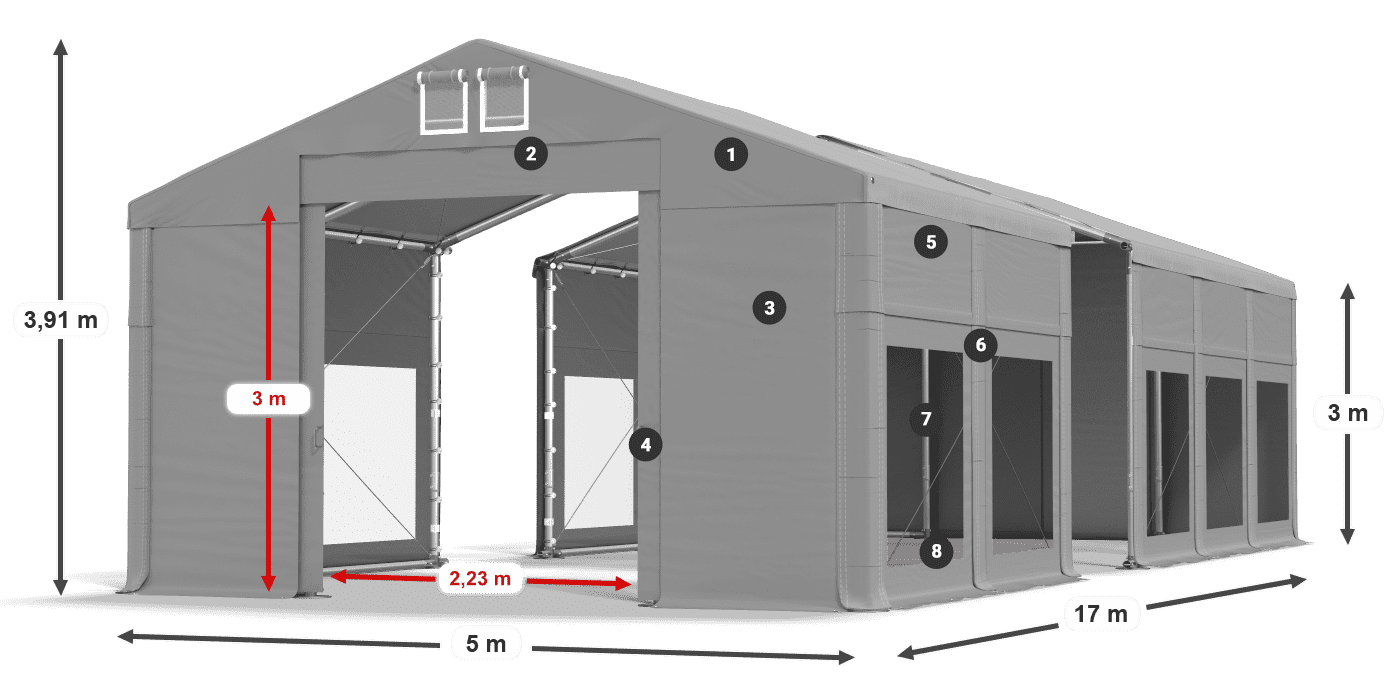 Acoperiș: FR 620 PVC Pereţi: MS 580 PVC Legenda 3m