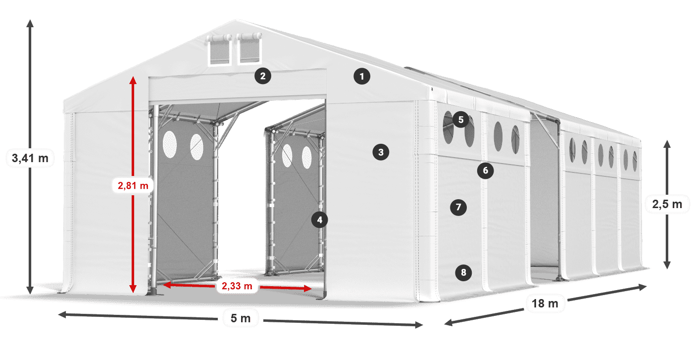Acoperiș: MS 580 PVC Pereţi: SD O 500 PVC legenda 2.5m