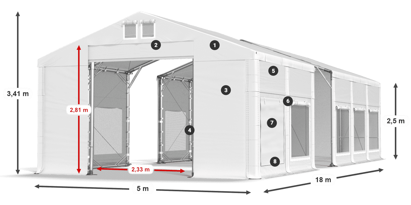Acoperiș: MS 580 PVC Pereţi: SD M 500 PVC legenda 2.5m