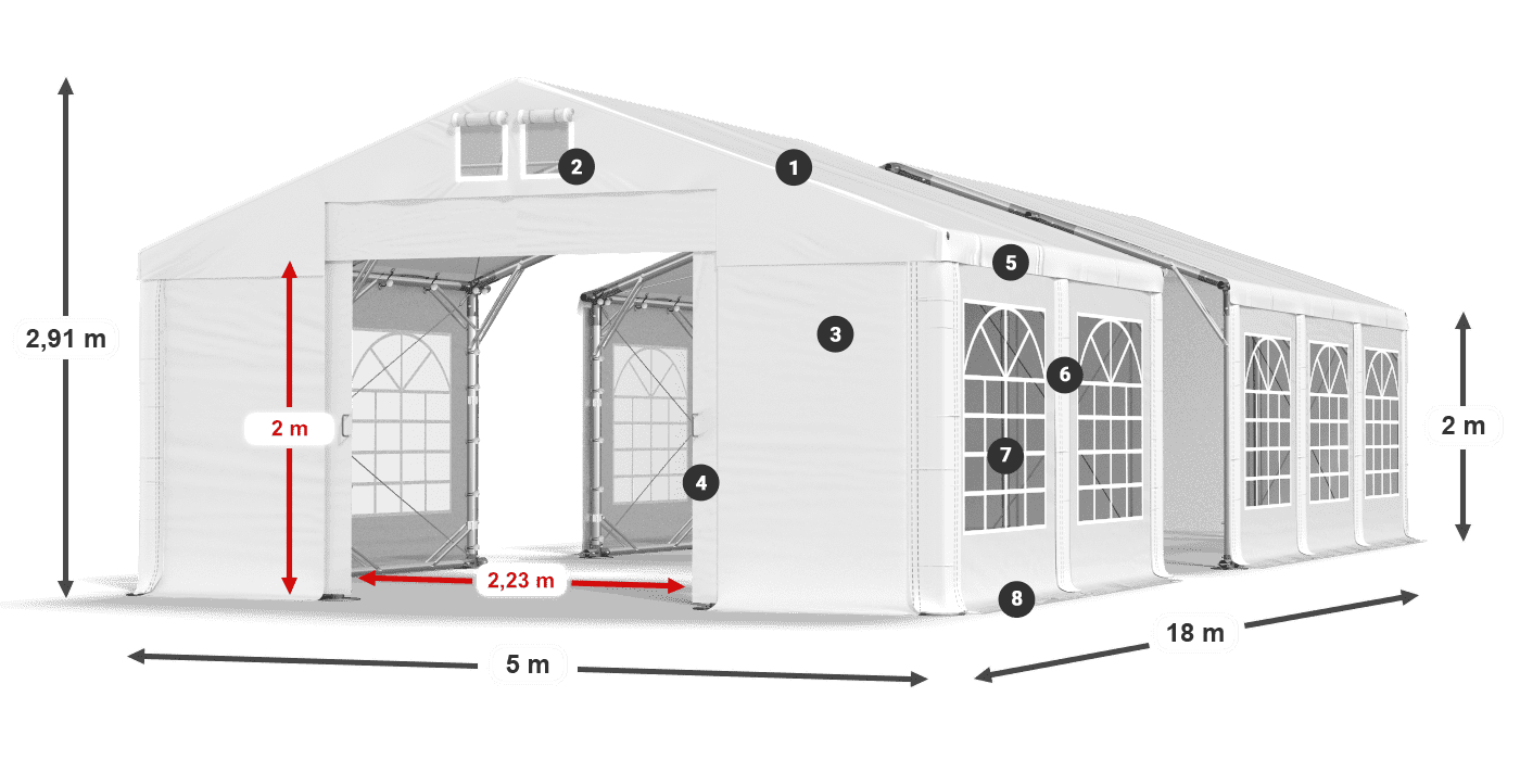 Acoperiș: MS 580 PVC Pereți: FR 620 PVC