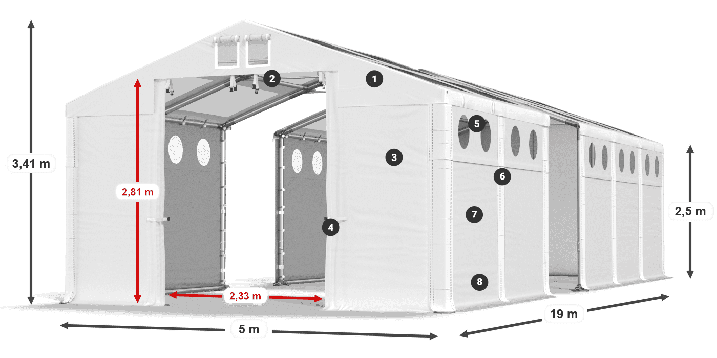 Acoperiș: MS 580 PVC Pereți: MS 580 PVC