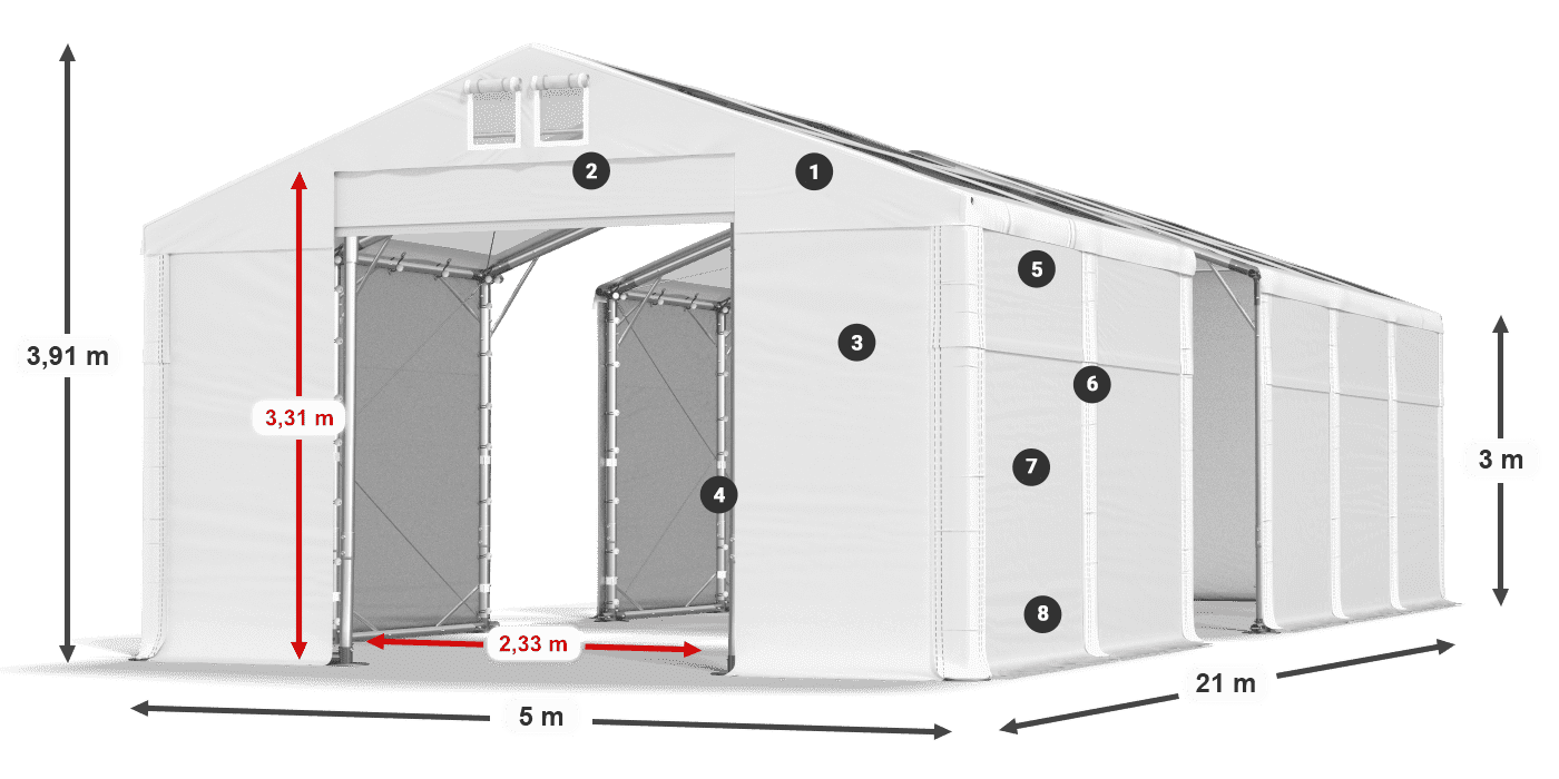Acoperiș: MS T 580 PVC Pereţi: SD 500 PVC Legenda 3m
