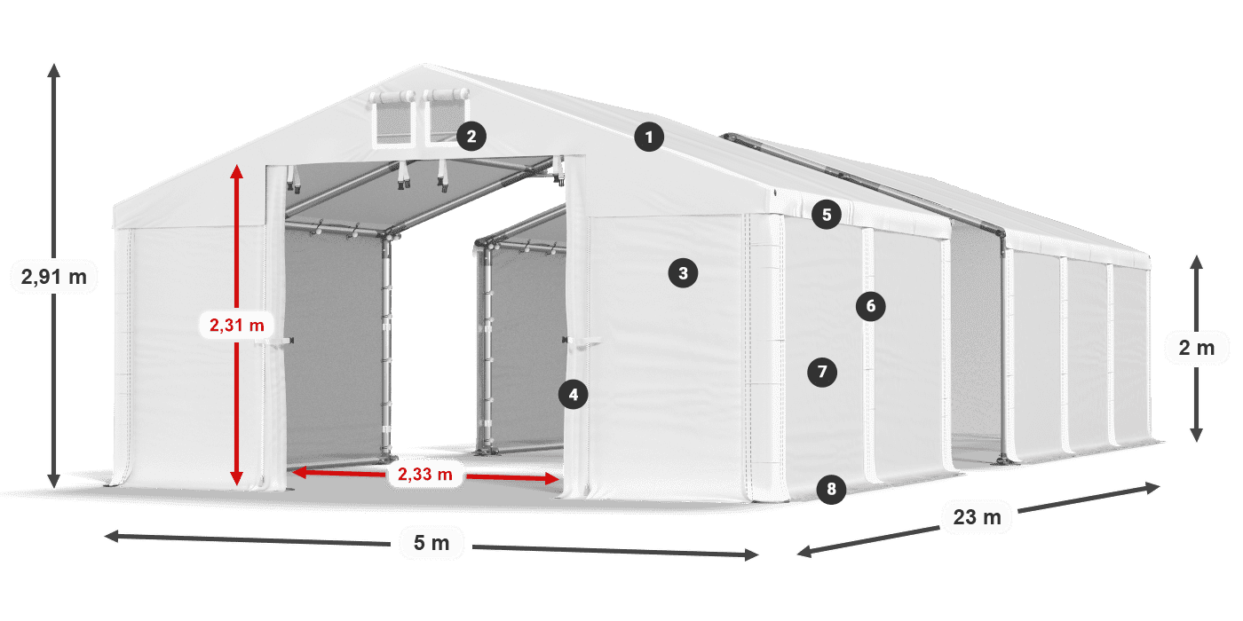 Acoperiș: MS 580 PVC Pereți: SD 500 PVC
