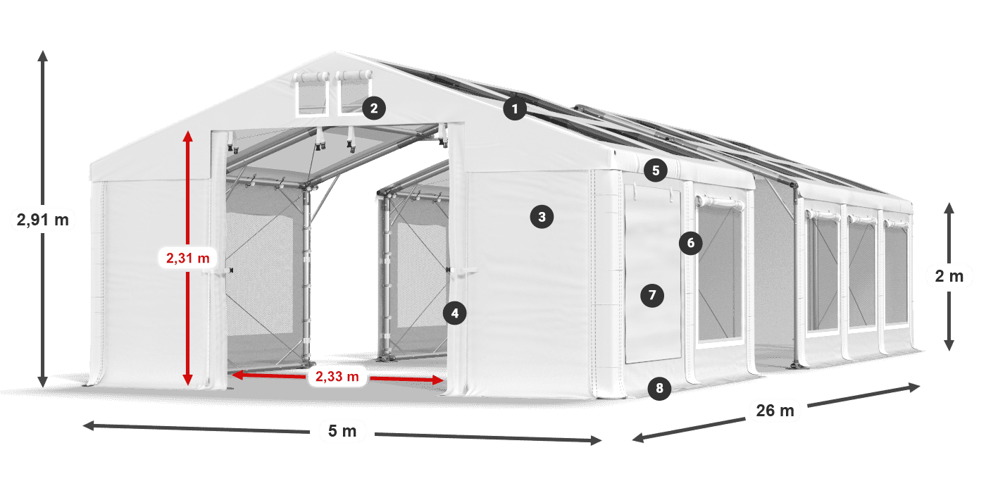 Acoperiș: MS 580 PVC Pereți: SD 500 PVC