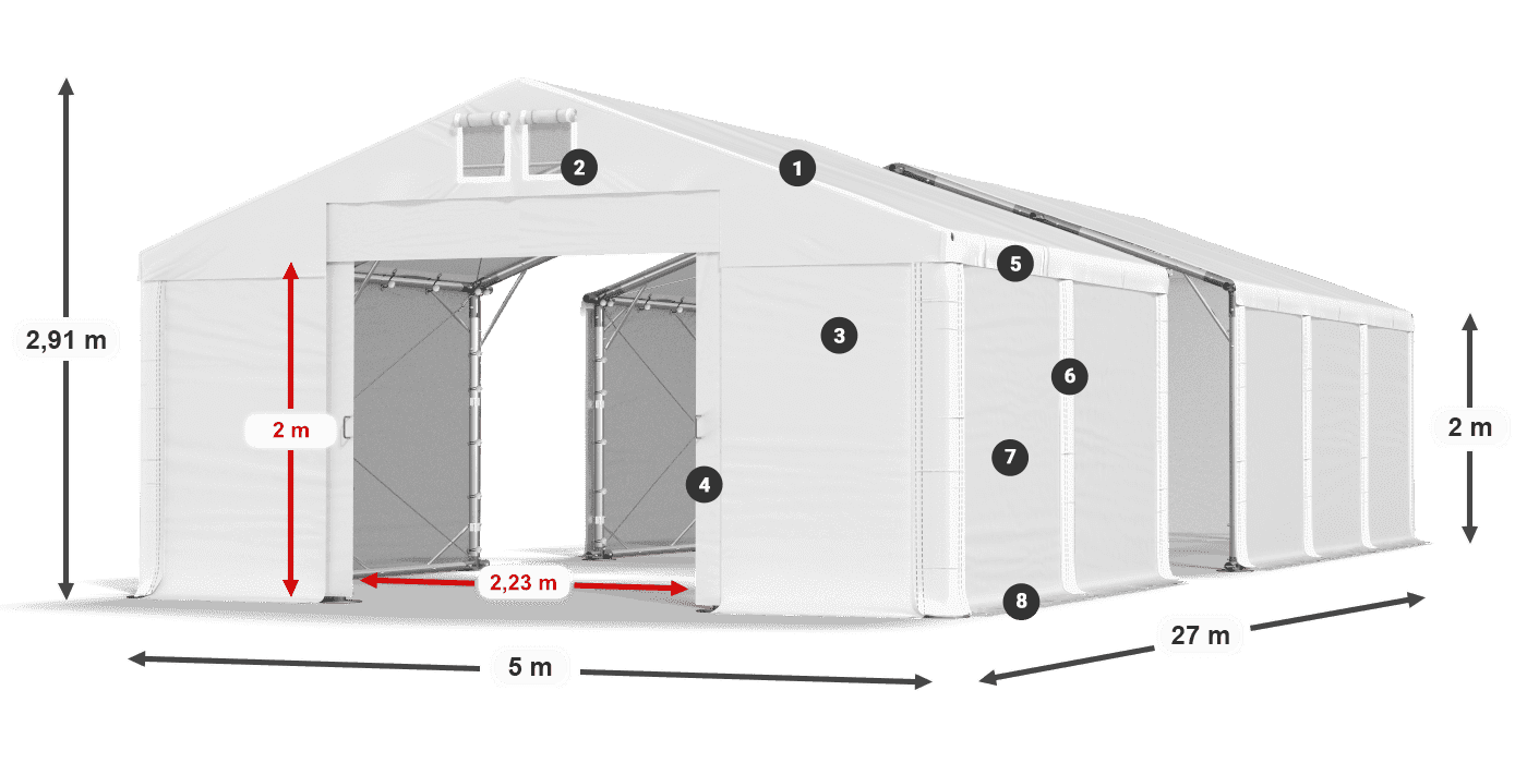 Acoperiș: FR 620 PVC Pereţi: SD 500 PVC 2m legenda