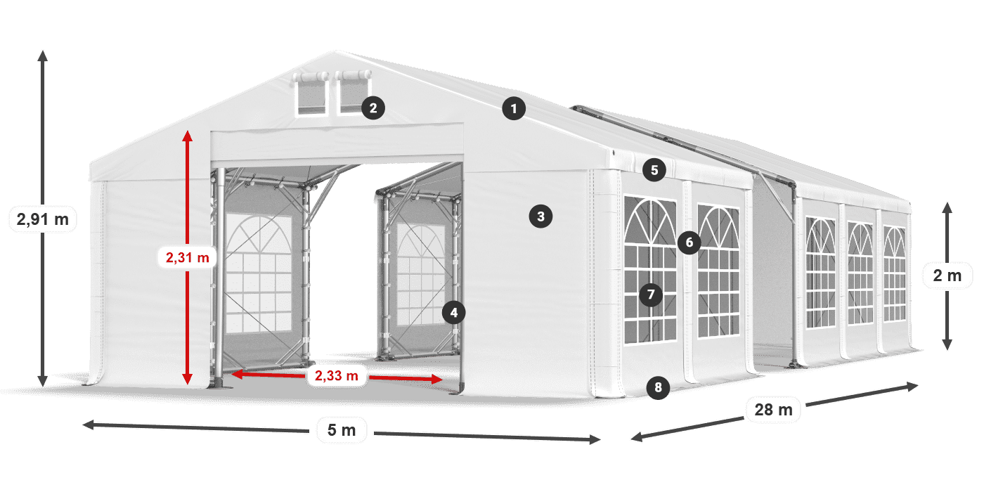Acoperiș: SD 560 PVC Pereţi: FR 620 PVC legenda 2m