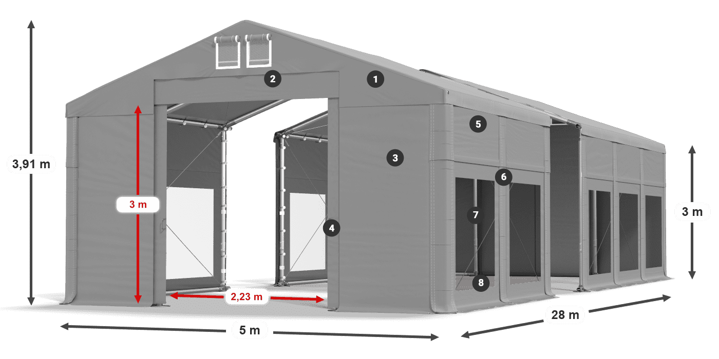 Acoperiș: MS 580 PVC Pereţi: MS 580 PVC Legenda 3m