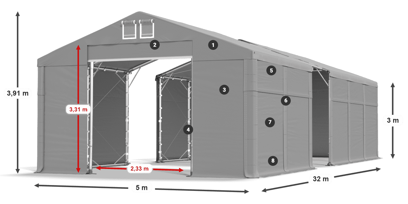 Acoperiș: SD 560 PVC Pereţi: MS 580 PVC legenda 3m
