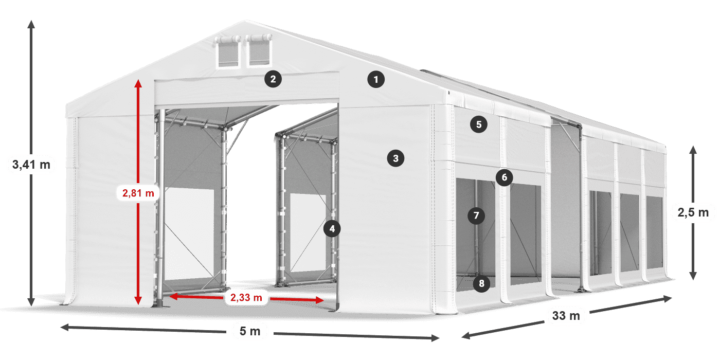 Acoperiș: FR 620 PVC Pereţi: MS 580 PVC legenda 2.5m