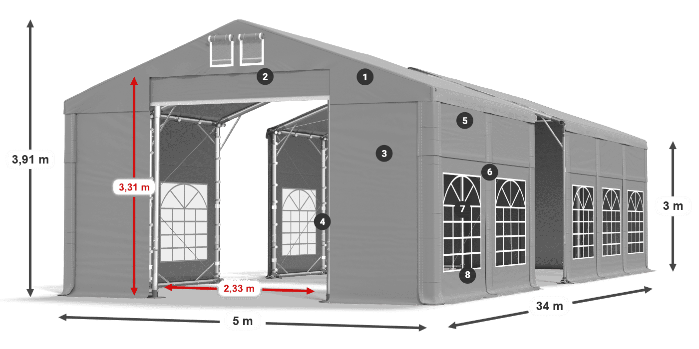 Acoperiș: FR 620 PVC Pereţi: SD 500 PVC Legenda 3m