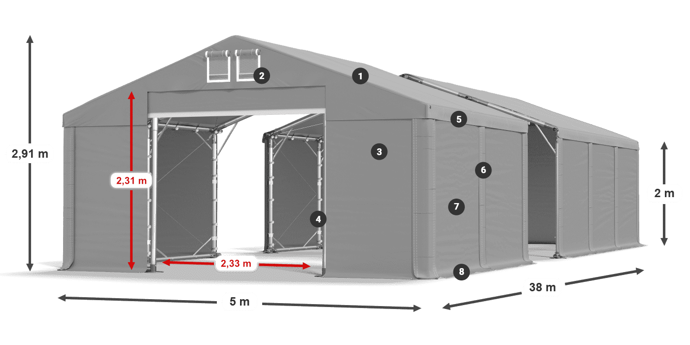 Acoperiș: SD 560 PVC Pereţi: MS 580 PVC legenda 2m