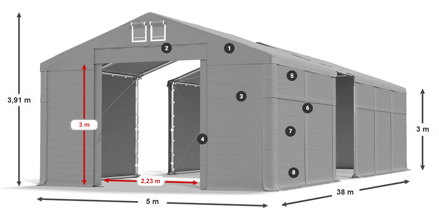 Acoperiș: SD 560 PVC Pereți: FR 620 PVC