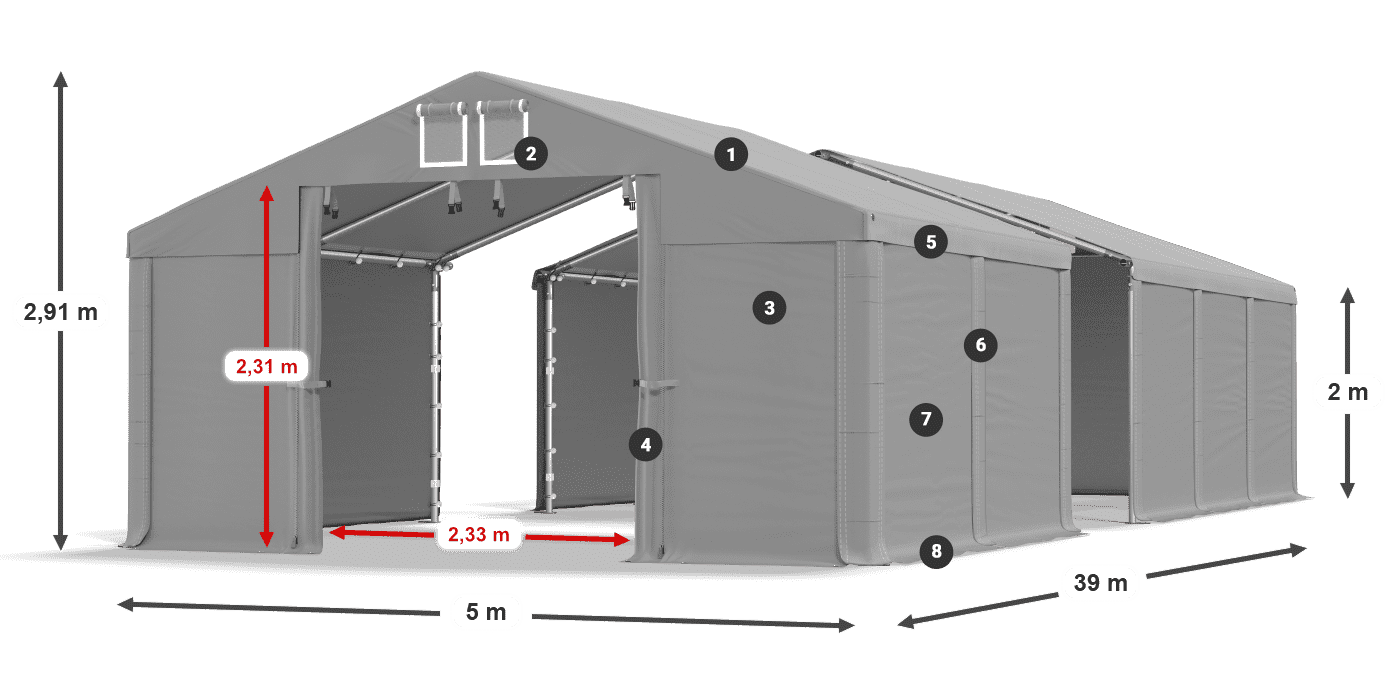 Acoperiș: FR 620 PVC Pereţi: SD 580 PVC 2m legenda