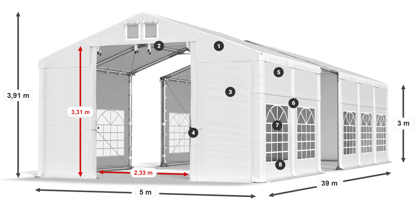 Acoperiș: FR 620 PVC Pereţi: SD 500 PVC Legenda 3m