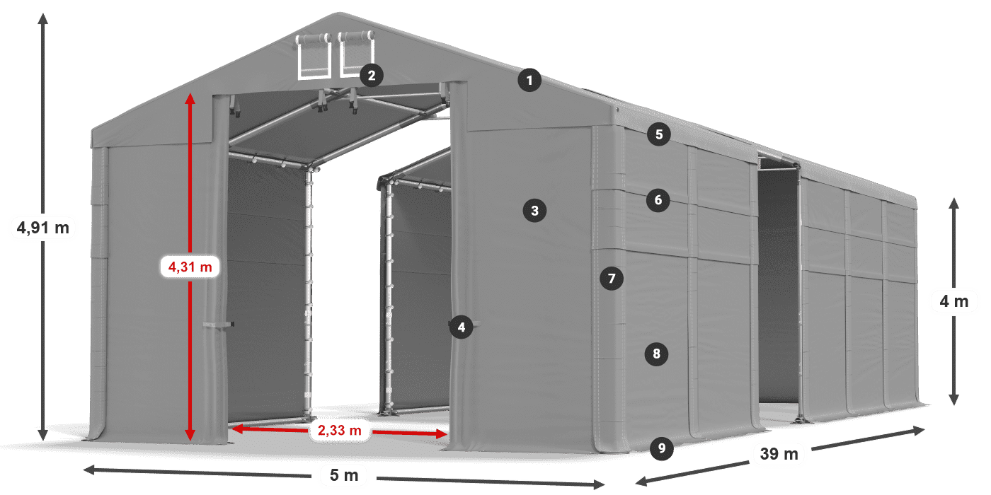 Acoperiș: MS 580 PVC Pereţi: SD 500 PVC Legenda 4m