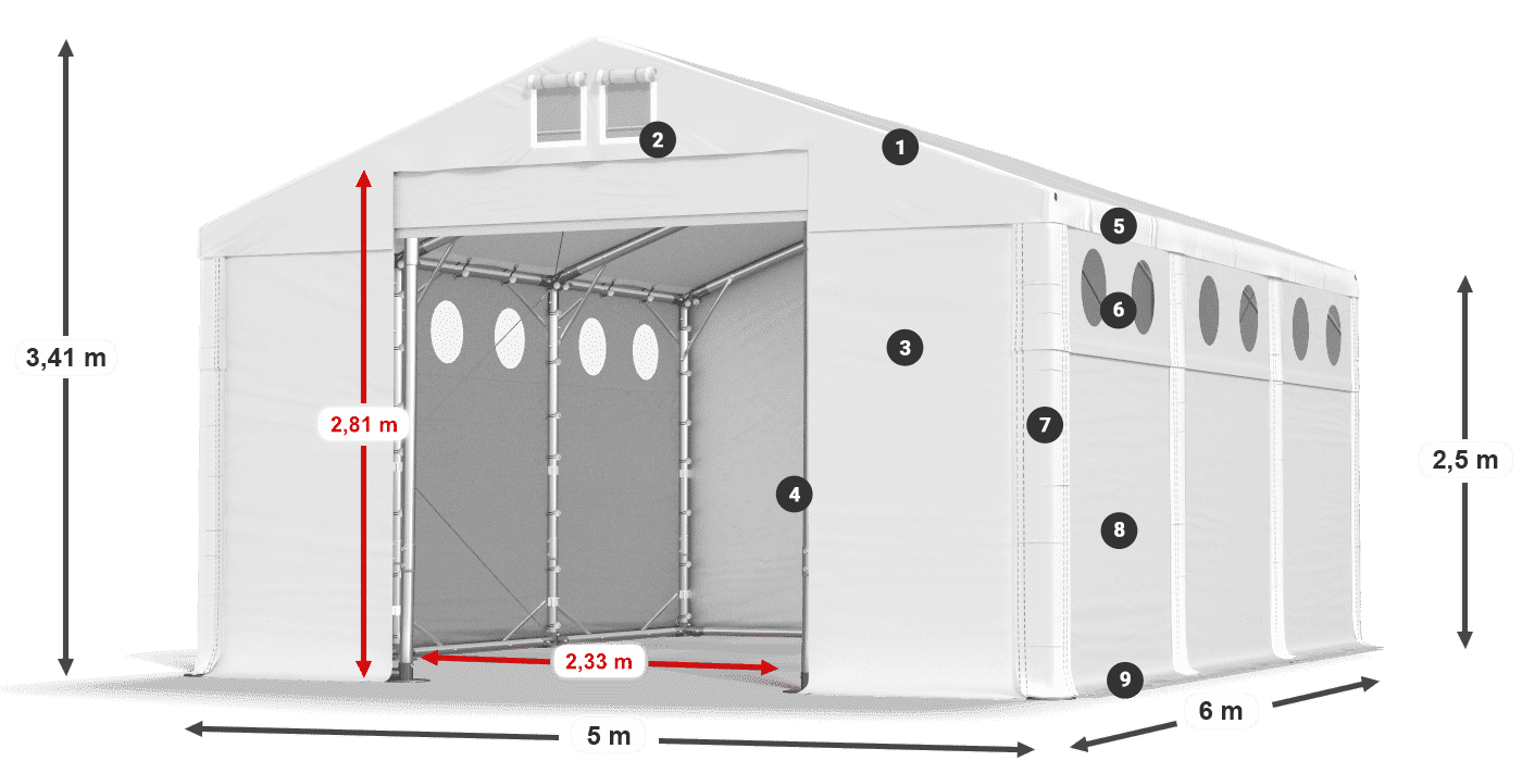 Acoperiș: SD 560 PVC Pereţi: MS O 580 PVC legenda 2.5m