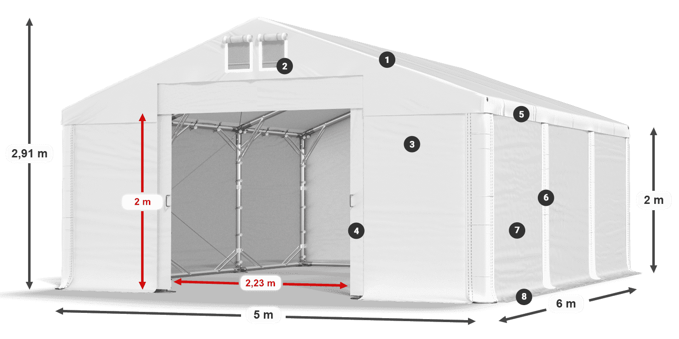 Acoperiș: FR 620 PVC Pereţi: SD 580 PVC 2m legenda