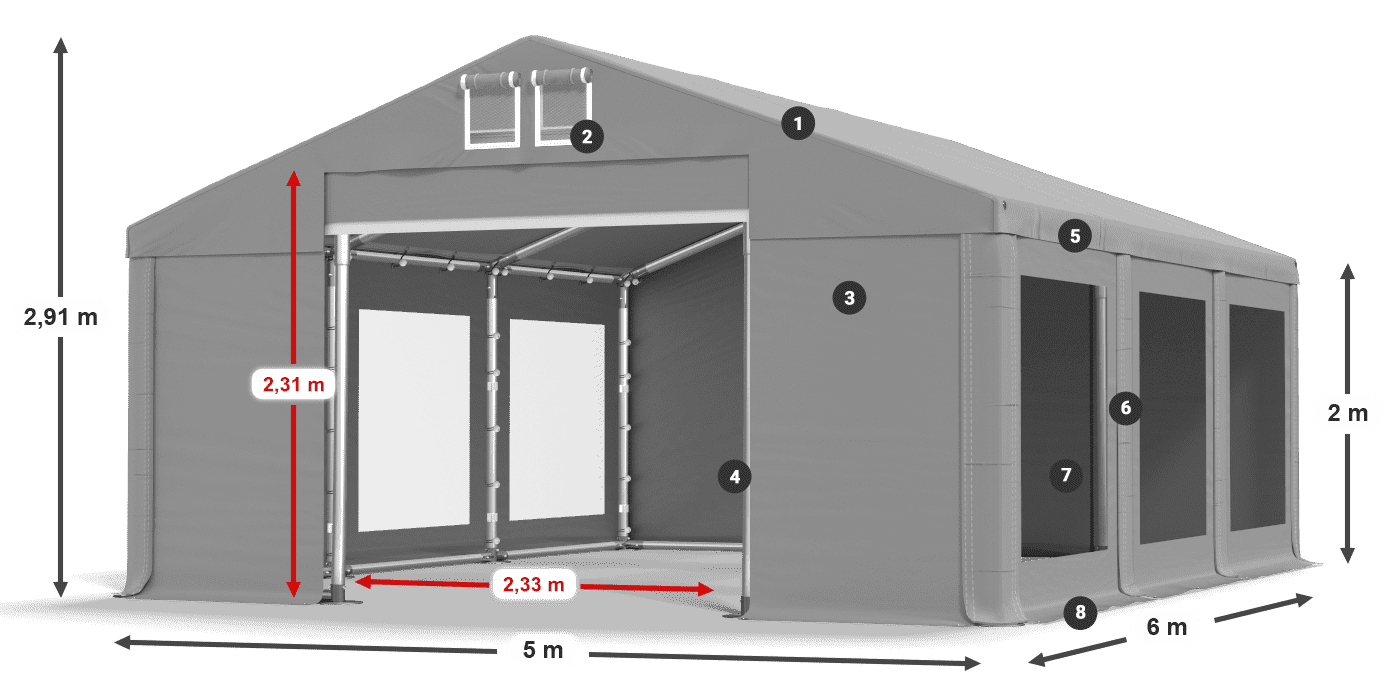 Acoperiș: FR 620 PVC Pereţi: MS 580 PVC 2m legenda