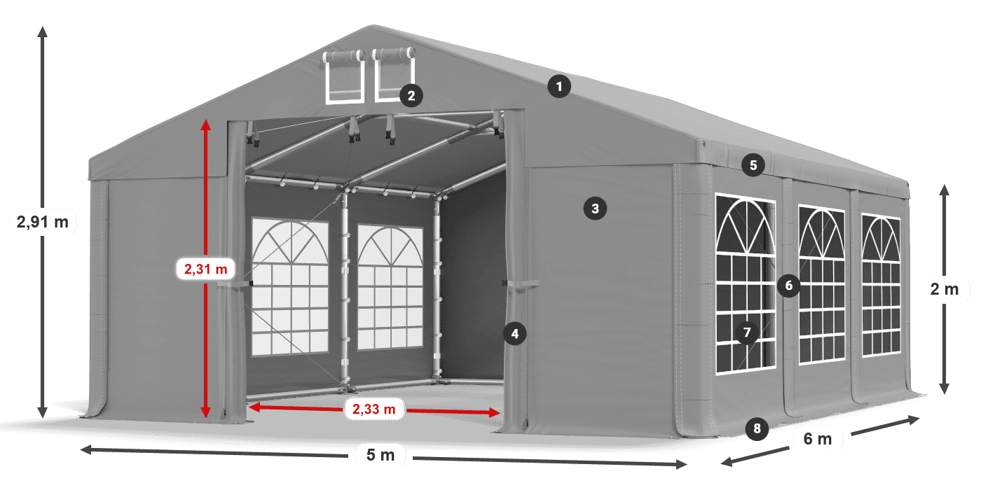 Acoperiș: FR 620 PVC Pereţi: SD 500 PVC 2m legenda