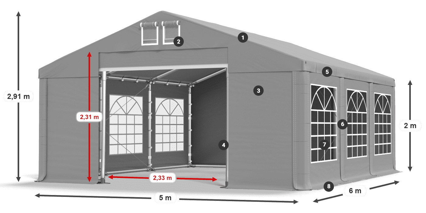 Acoperiș: FR 620 PVC Pereţi: SD 500 PVC 2m legenda