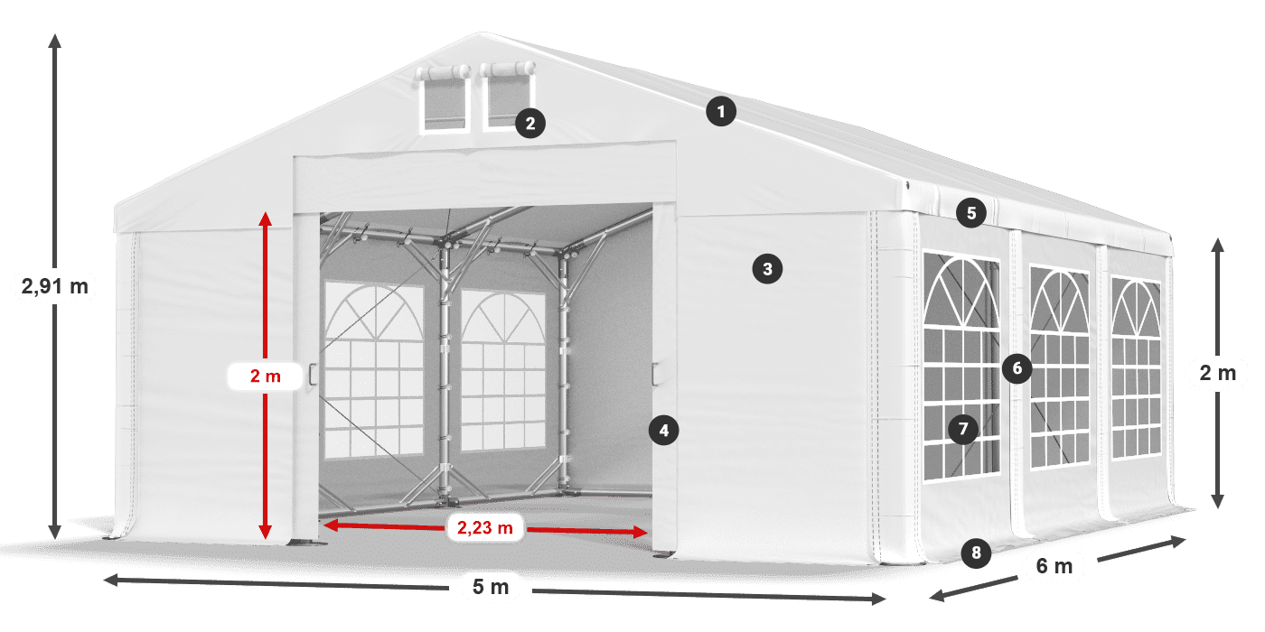 Acoperiș: SD 560 PVC Pereţi: FR 620 PVC legenda 2m