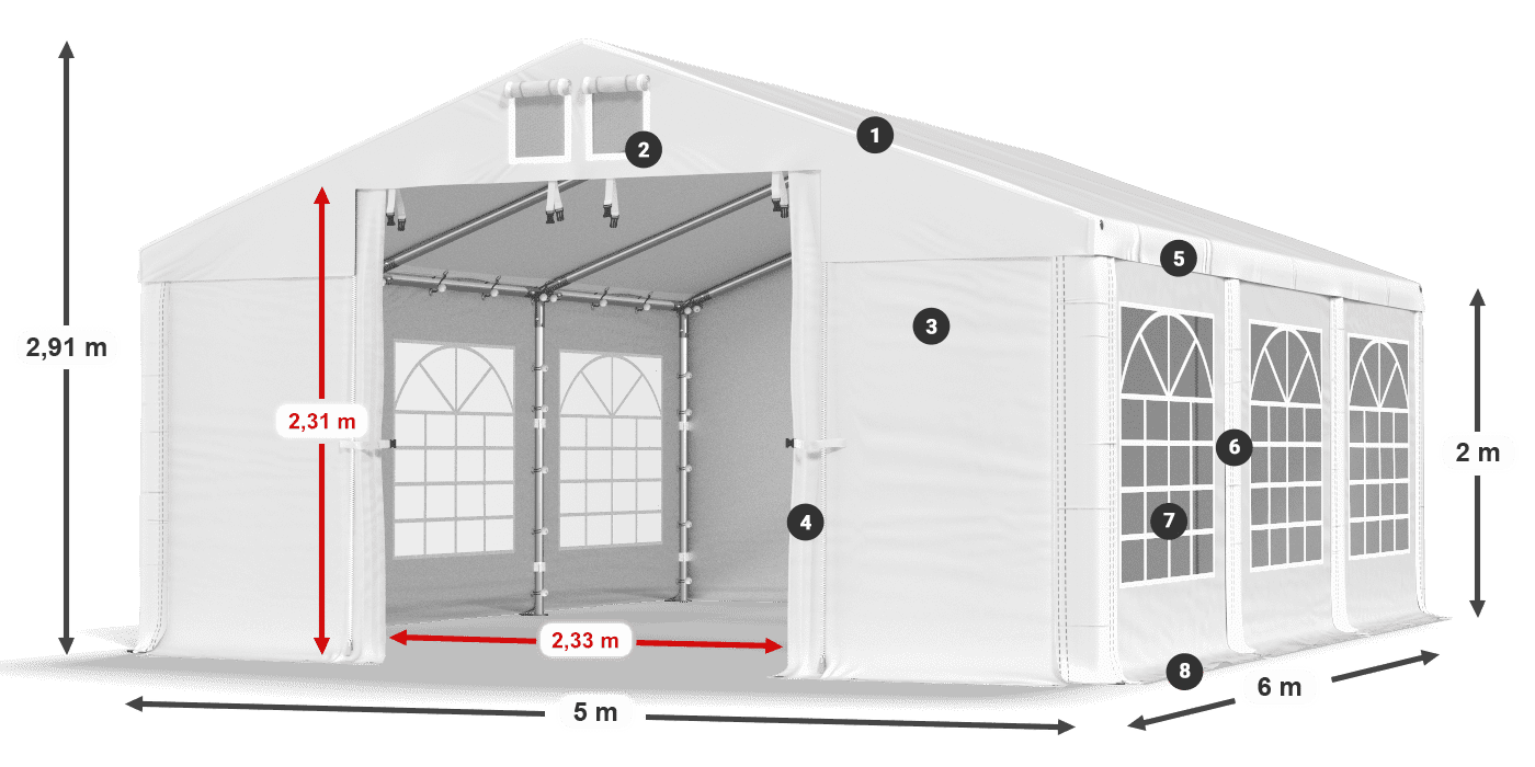 Acoperiș: SD 560 PVC Pereţi: FR 620 PVC legenda 2m