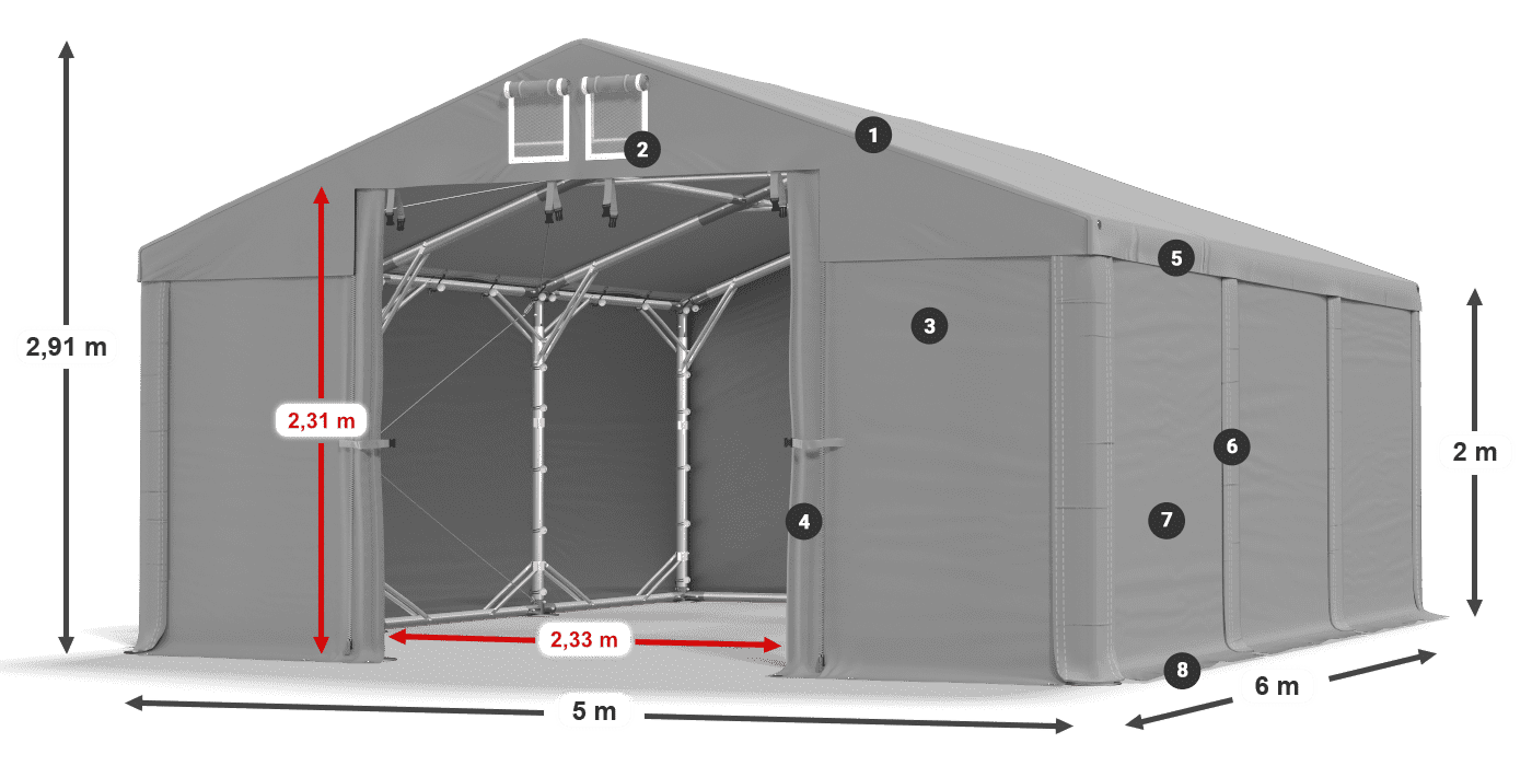 Acoperiș: SD 560 PVC Pereţi: MS 580 PVC legenda 2m