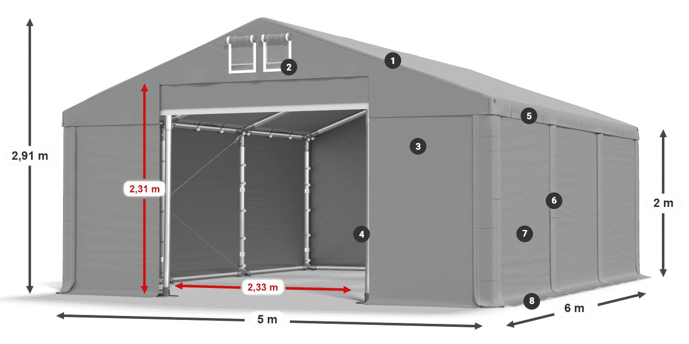 Acoperiș: SD 560 PVC Pereţi: MS 580 PVC legenda 2m